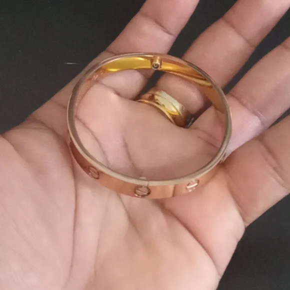 Rose Gold-Tone Screw Motif Bracelet - Picture 3 of 9